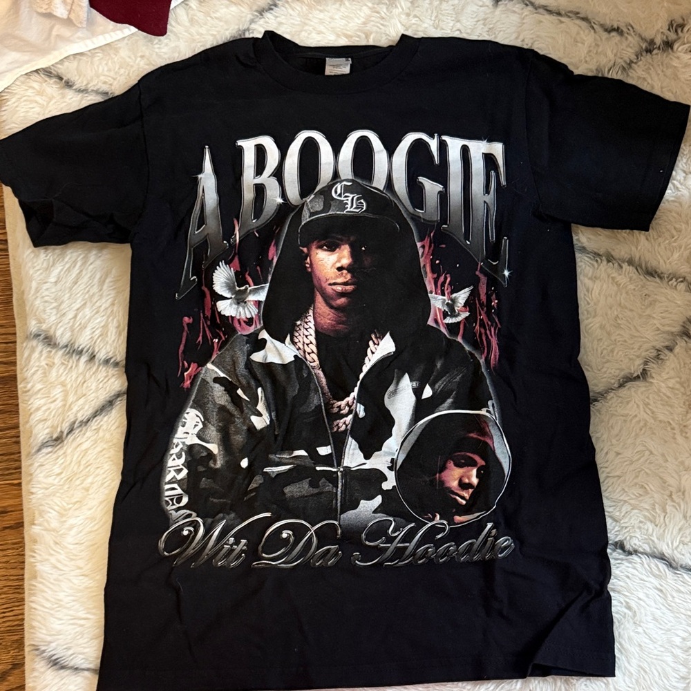 Black Graphic T-Shirt with A Boogie Design